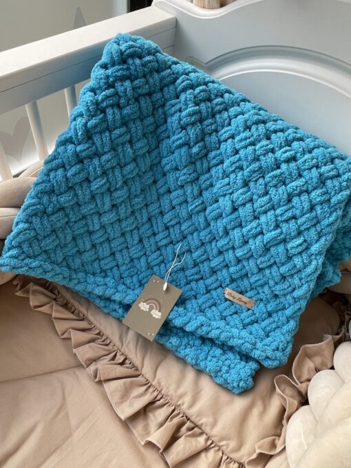 Pre-order Handgemaakte BL FLUFFY deken DolphinBlue unisex