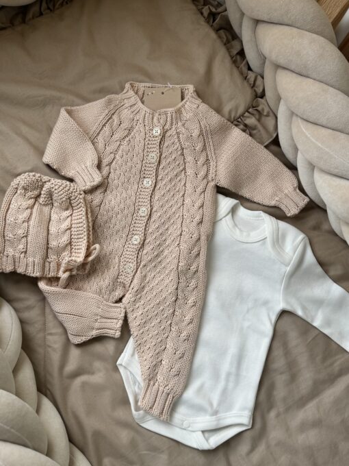 3-delige newbornset gebreid beige unisex
