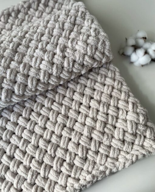 Handgemaakte BL FLUFFY deken Sand unisex