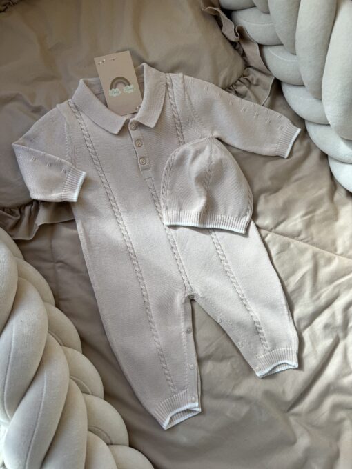 Gebreid 2-delig boxpakje Taupe Unisex