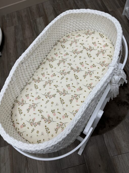 Hoeslaken FlowerPink Katoen mozesmand/verschoonmand