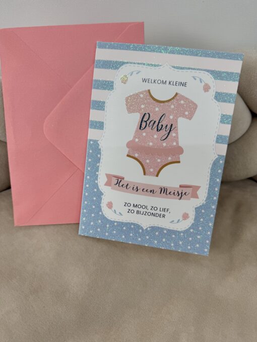 Wenskaart Glitter Welkom kleine Baby
