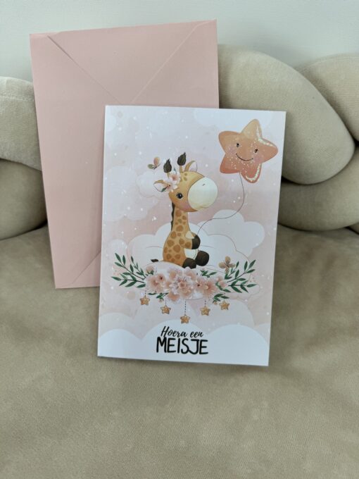 Wenskaart glitter Giraffe