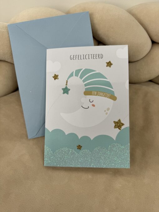Wenskaart glitter Gefeliciteerd een Jongetje