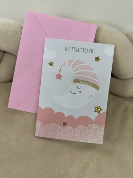 Wenskaart glitter Gefeliciteerd een Meisje