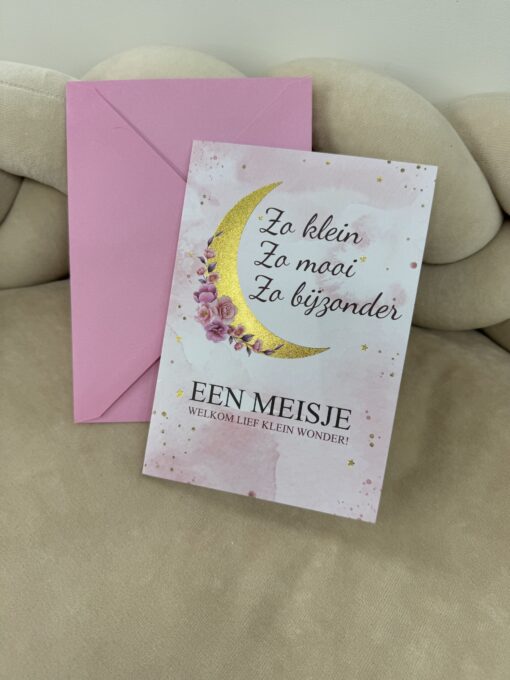 Wenskaart glitter Maan Wolkje