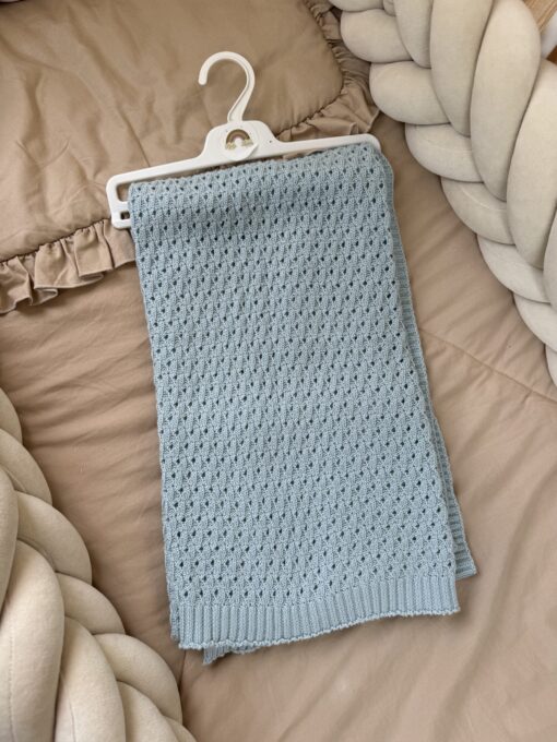 Gebreide wiegdeken Babyblauw