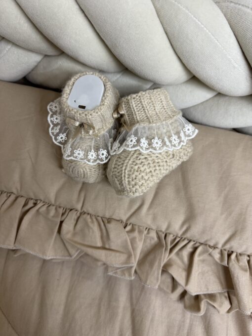 Gebreide Slofjes Kant Strik Beige
