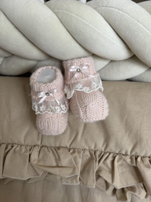 Gebreide Slofjes Kant Strik Roze