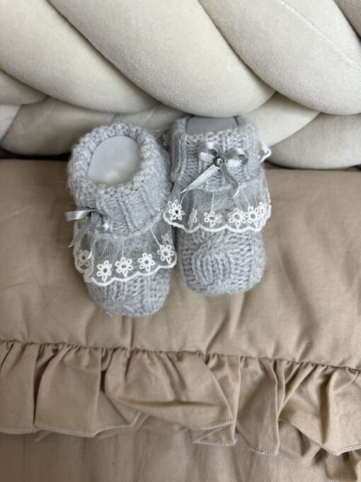 Gebreide Slofjes Kant Strik Grey