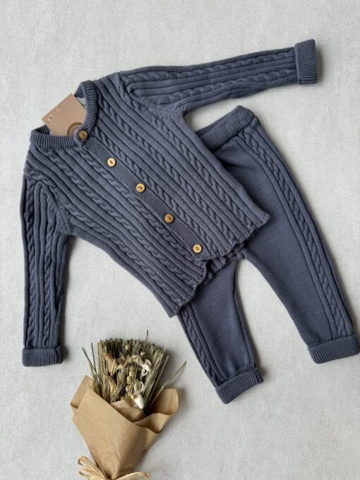 Gebreide set 2-delig Comfy Cable Space Blue