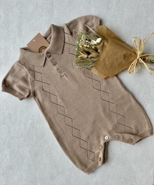 Gebreid Boxpakje Short Weave Beige