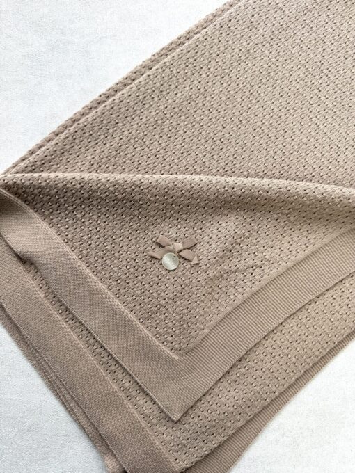Gebreide wiegdeken Motief Beige
