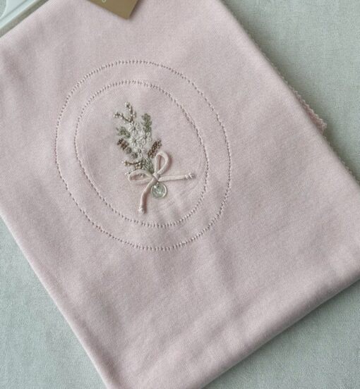 Gebreide wiegdeken Embroidered  Pink
