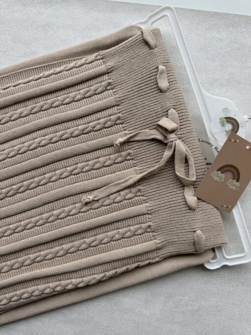 Gebreide wiegdeken Beige