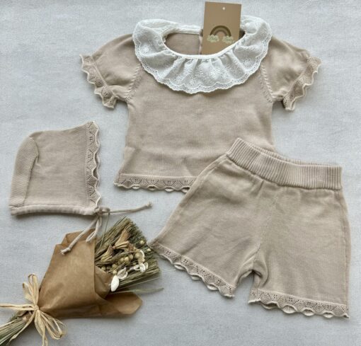 Gebreide 3-delige Set Beige Dinky