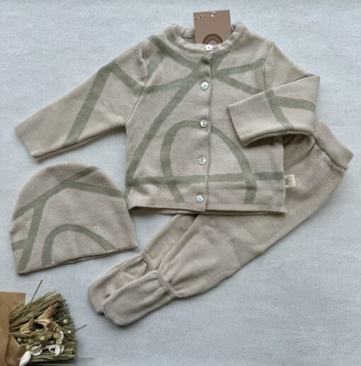 Gebreide 3-delige Set Beige Sage Loops
