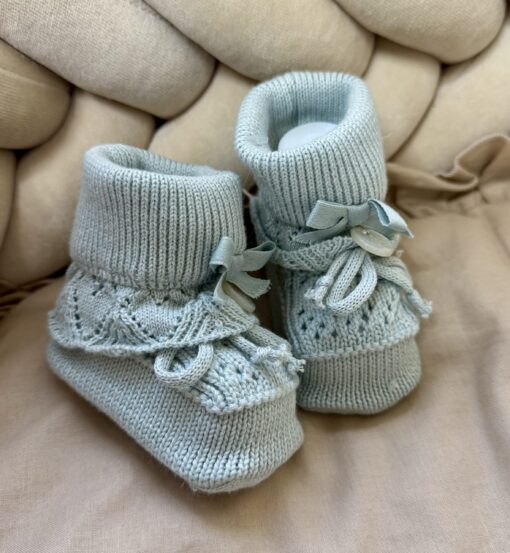 Gebreide Booties Ruffled Strik Aqua Mint