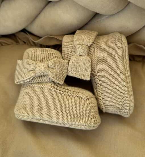 Gebreide Booties Bow Beige