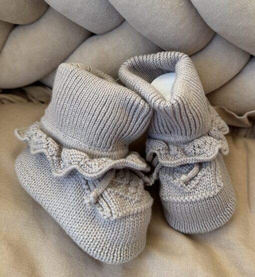 Gebreide Booties Mink Broderie