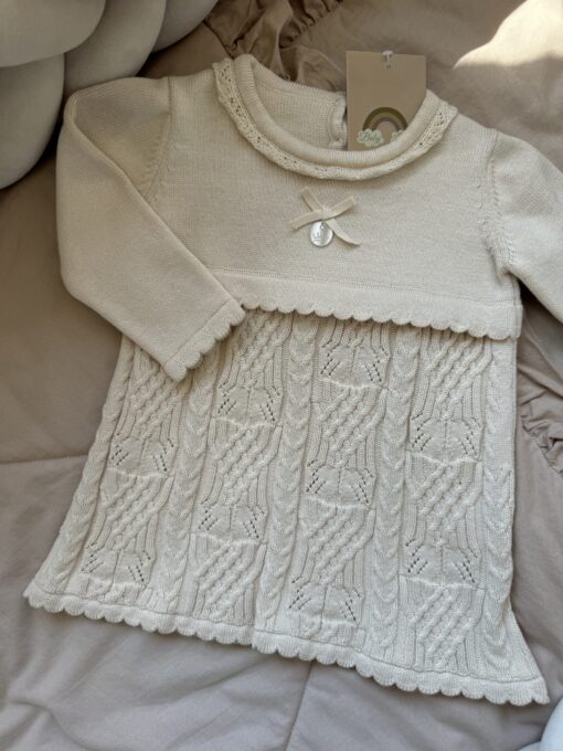 Gebreid Jurkje Beige Ruffle Cable
