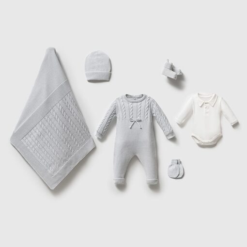 Complete Newbornset 6-delig Cable Blue