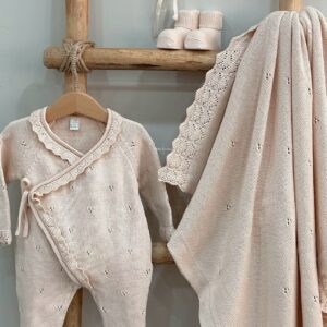 Complete Newbornset Pointelle 5-delig Beige