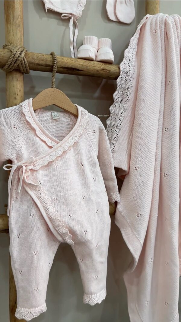 Complete Newbornset Pointelle 5-delig Roze - Afbeelding 3