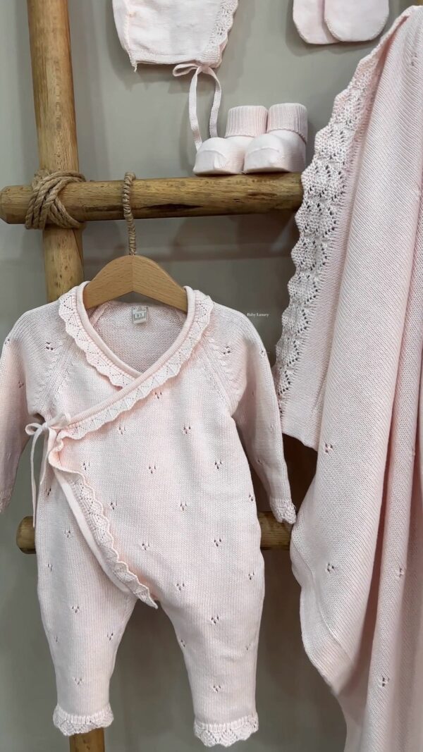 Complete Newbornset Pointelle 5-delig Roze - Afbeelding 4