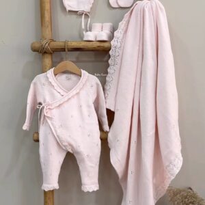 Complete Newbornset Pointelle 5-delig Roze