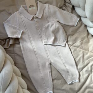 Gebreid 2-delig boxpakje Taupe Unisex