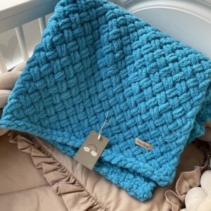 Pre-order Handgemaakte BL FLUFFY deken DolphinBlue unisex