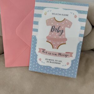 Wenskaart Glitter Welkom kleine Baby