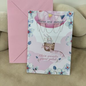 Wenskaart glitter Klein Wonder Groot Geluk