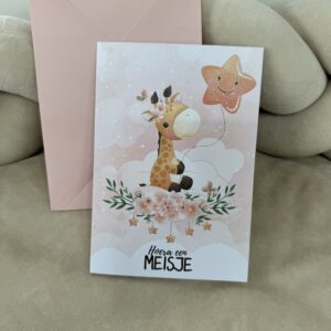 Wenskaart glitter Giraffe