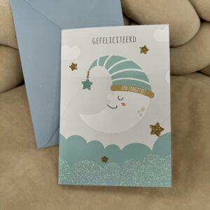 Wenskaart glitter Gefeliciteerd een Jongetje