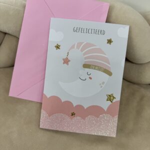 Wenskaart glitter Gefeliciteerd een Meisje