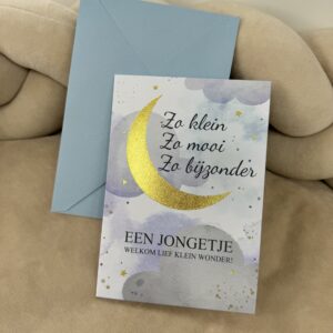 Wenskaart glitter Maan Wolkje