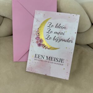 Wenskaart glitter Maan Wolkje