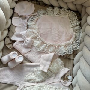 Unieke complete newbornset wikkeldeken Roze