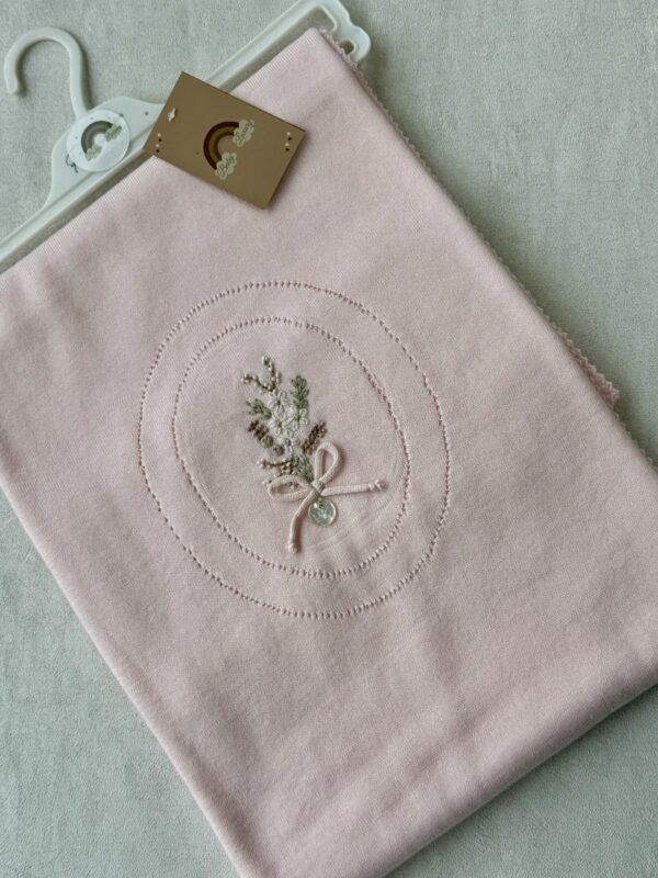 Gebreide wiegdeken Embroidered  Pink - Afbeelding 2