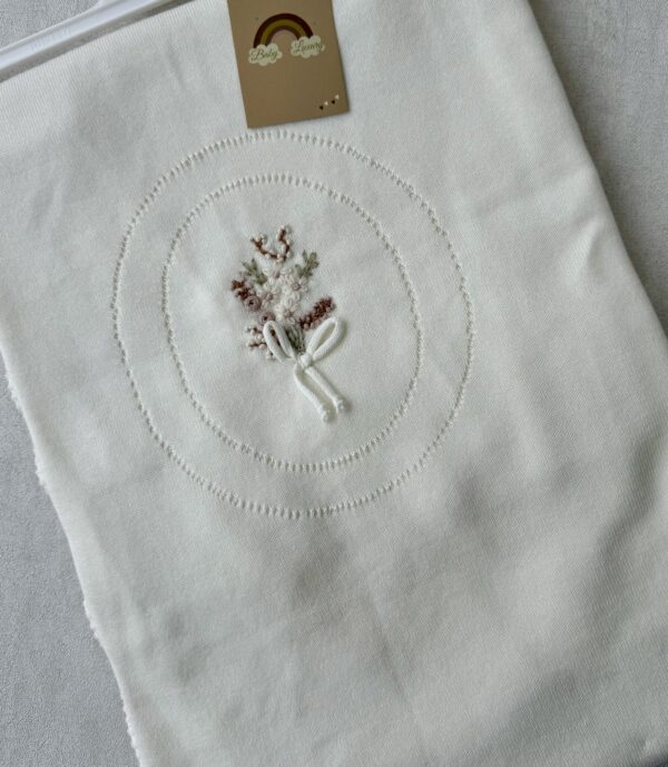 Gebreide wiegdeken Embroidered White - Afbeelding 3