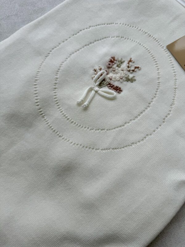 Gebreide wiegdeken Embroidered White - Afbeelding 2