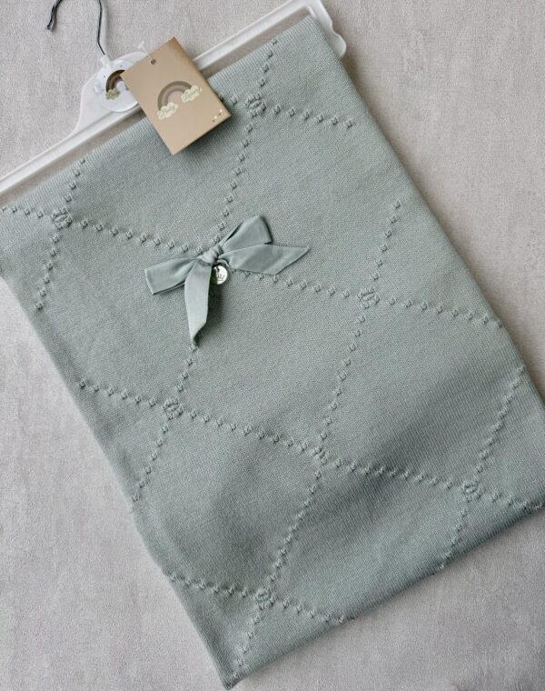 Gebreide wiegdeken Strik Aqua Mint - Afbeelding 3
