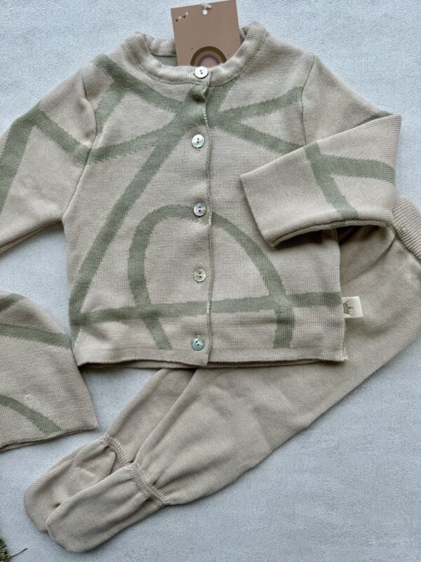Gebreide 3-delige Set Beige Sage Loops - Afbeelding 3