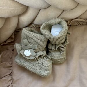 Gebreide Booties Ruffled Strik Sage
