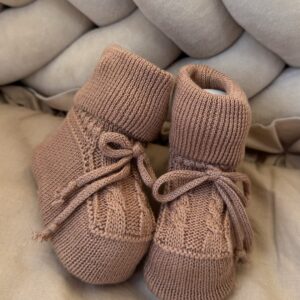 Gebreide Booties Cable ChestNut Unisex