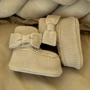 Gebreide Booties Bow Beige