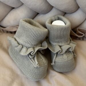 Gebreide Booties Ruffled Sage