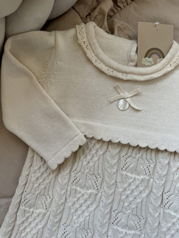 Gebreid Jurkje Beige Ruffle Cable - Afbeelding 3
